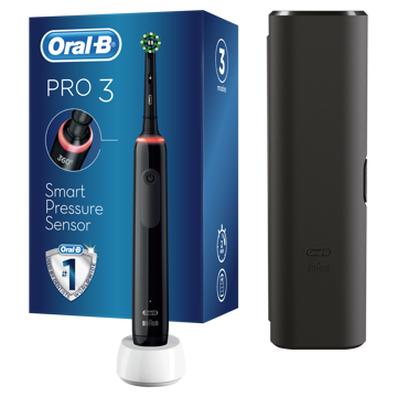 Kép Oral-B PRO3 3500 fekete Cross Action fejjel + útitok